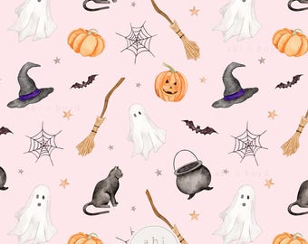 Halloween Seamless Pattern File for Commercial Use, Ghost seamless file, Pumpkin Print, Digital Paper
