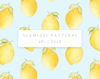 Lemons Pattern, Fruit Repeat Tile, Print for Fabric Printers, Summer Seamless Pattern