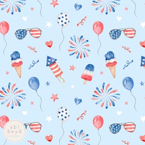 Fjärde juli sömlöst mönster / 4 juli-tema upprepad kakel / självständighetsdagen sömlös fil för småföretag