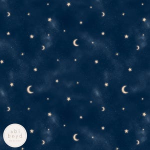 Night Sky Seamless Pattern, Moon and Stars Seamless File, handgemaltes himmlisches sich wiederholendes Muster, persönlichen und kommerziellen Gebrauch