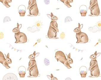 Easter Bunny Seamless Pattern, Cute Rabbit Repeating Pattern, Spring seamless file, Seamless Pattern for Easter, Children's Surface Pattern