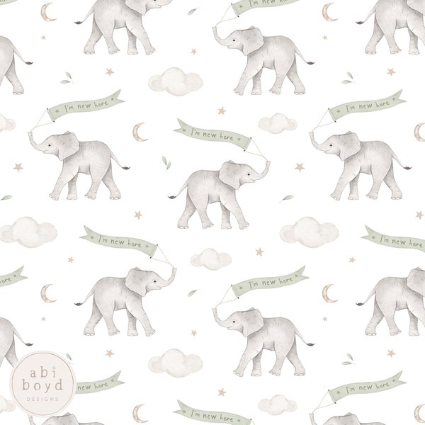 New baby Seamless Pattern, I'm new here Repeating Pattern, New Arrival Fabric Design, New Born, Welcome baby, Little one, gender neutral