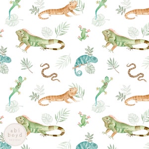 Tropical Reptiles Seamless File, Chameleon Fabric Design, Lizard ...