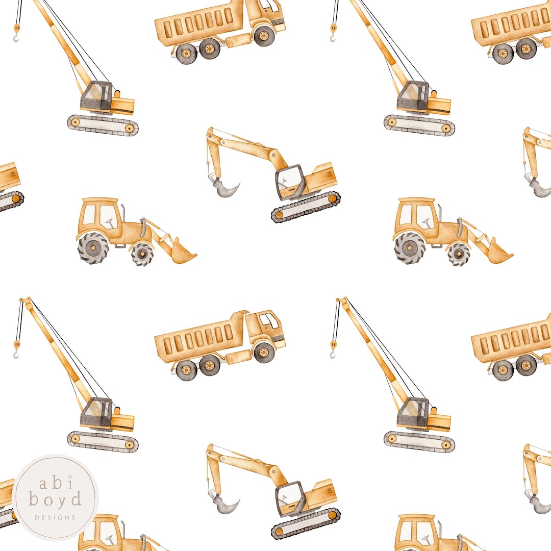 Construction Seamless File, Boys Digger Repeating Pattern, Yellow ...
