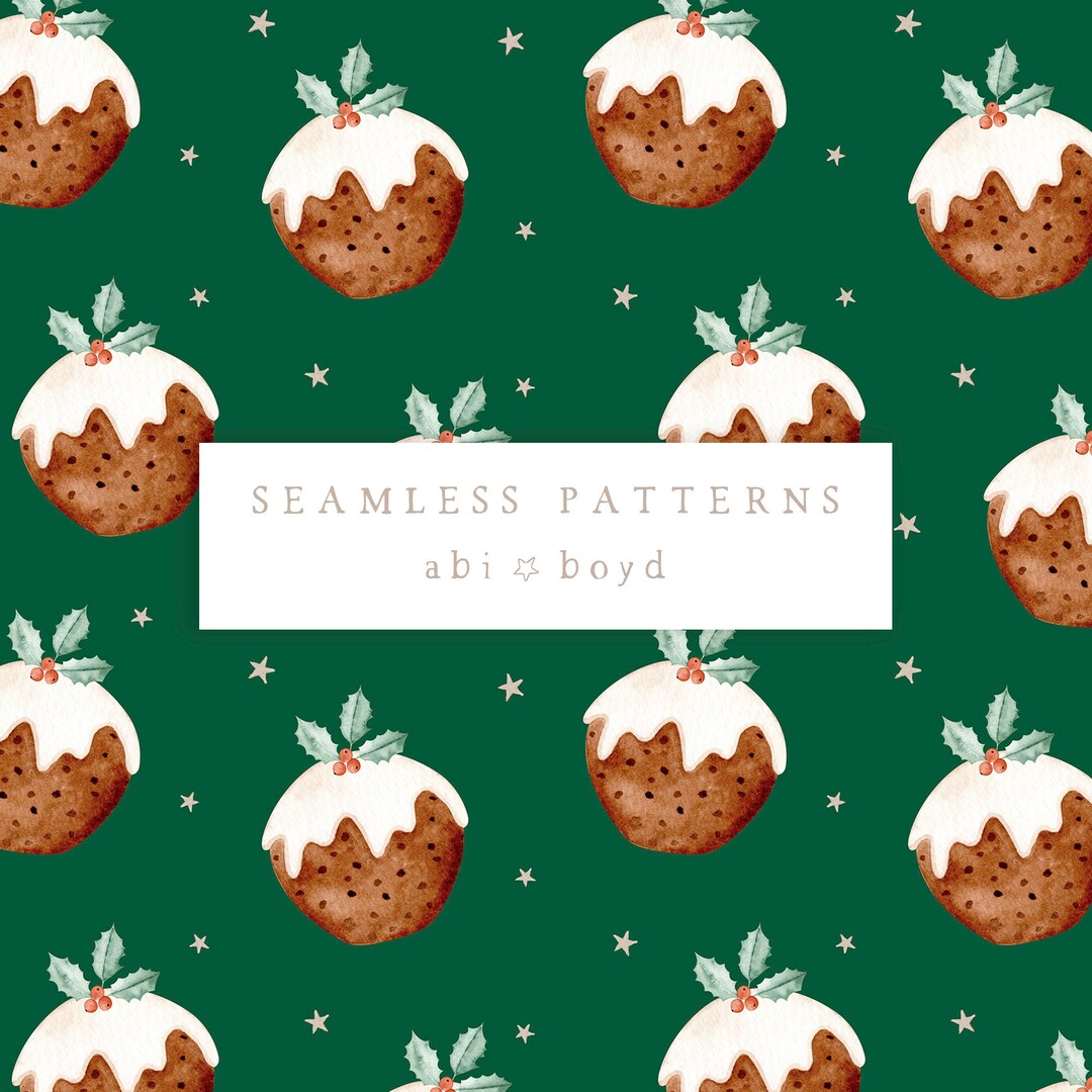Xmas Pudding Fabric Design, Christmas Seamless Pattern, Christmas