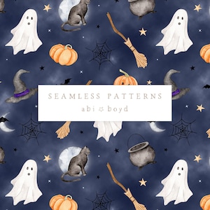 Halloween Seamless File for Commercial Use, Ghost Seamless Design, Repeat Pattern, Digital Download
