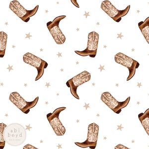 Seamless Cowboy Boot Pattern, Watercolor Western Repeat Tile for Commercial and Personal use