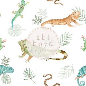 Tropical Reptiles Seamless File, Chameleon Seamless File, Lizard ...