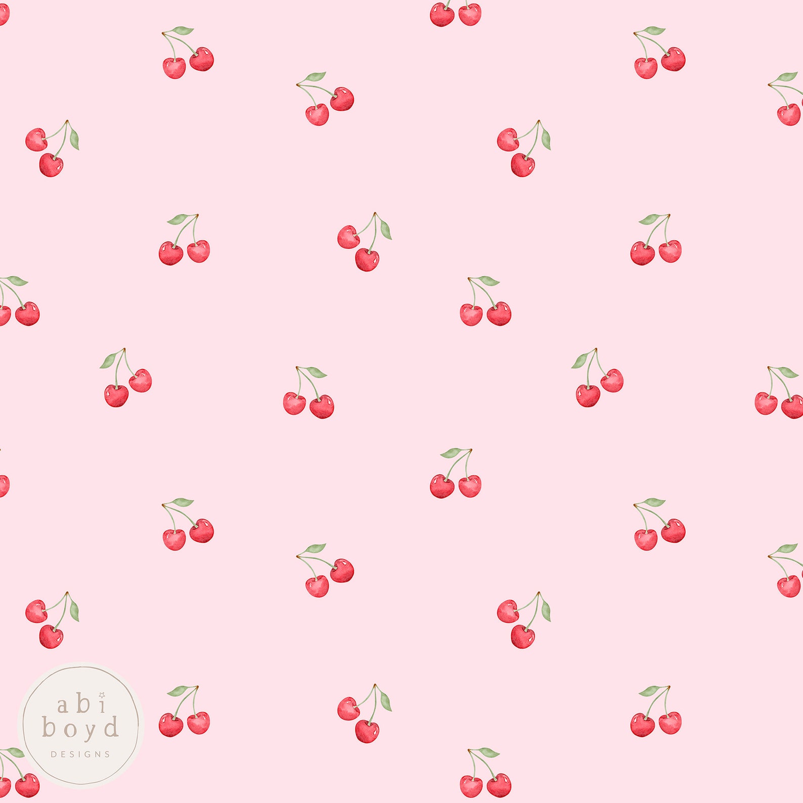 Simple Cherry Pink Seamless Pattern Dainty Cherries Repeating Pattern