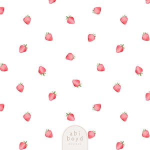 Watercolour Strawberry Seamless Pattern, Simple Strawberries Repeat Pattern, Strawberry Digital Paper