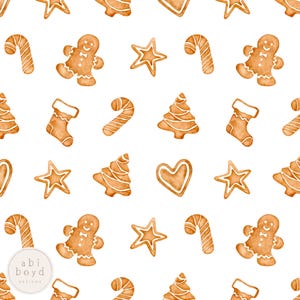 Archivo sin costuras de pan de jengibre navideño, lindo patrón repetitivo navideño, archivo sin costuras de Navidad para uso personal y comercial