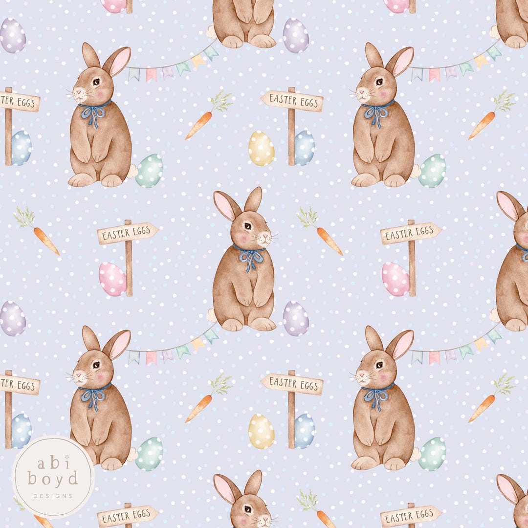 Easter Bunny Seamless Pattern Digital Download – Watercolour Spring ...