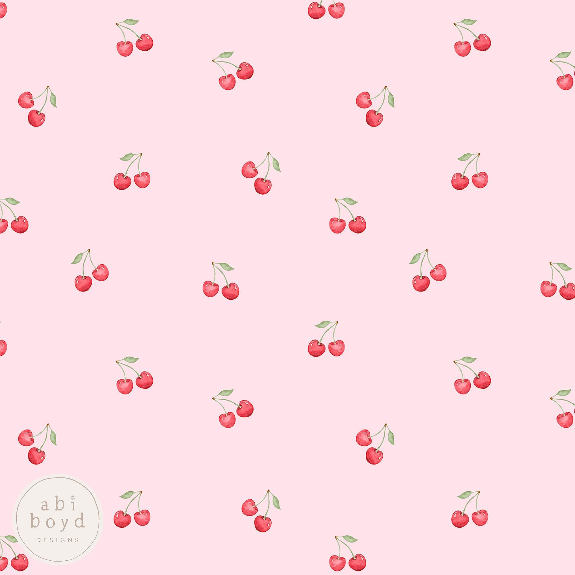 Simple Cherry Pink Seamless Pattern Dainty Cherries Repeating