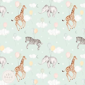 New baby Seamless Pattern, Repeating Pattern, Birthday Balloons seamless file, Giraffe, Zebra, Elephant, Safari Seamless seamless file