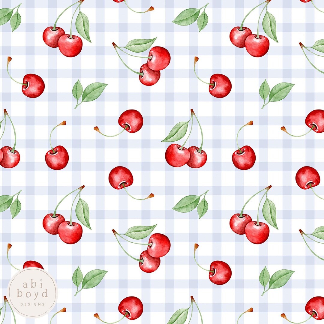 Watercolor Cherries, Cherry Seamless Pattern, Cherry Digital Paper
