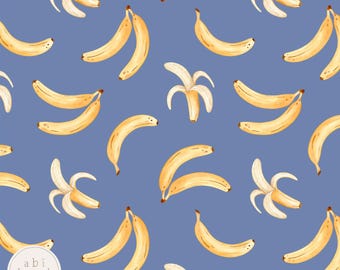 Watercolour Banana Seamless File, Bananas Repeating Pattern, Fruit Print for Personal and Commercial Use