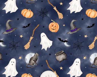 Halloween Seamless File for Commercial Use, Ghost Seamless Design, Repeat Pattern, Digital Download