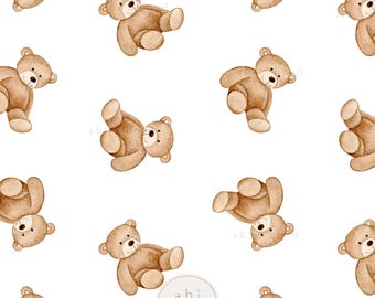 Teddy Bear Seamless Pattern, Simple Teddies Seamless File, Digital Download for Fabric Printing, Cute Teddy Bear Repeating Pattern