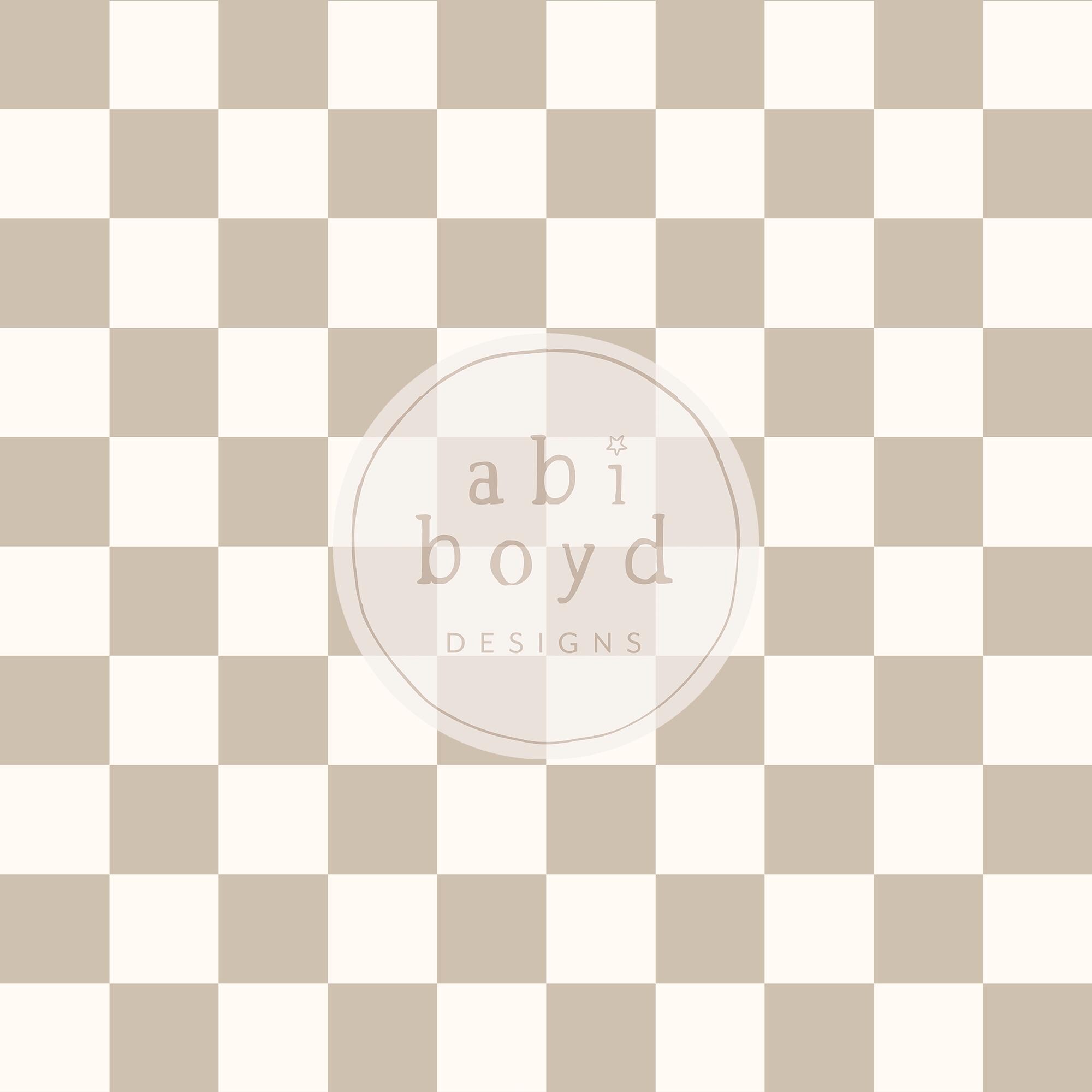 Beige Checkered Seamless Pattern, Neutral Checkerboard Seamless