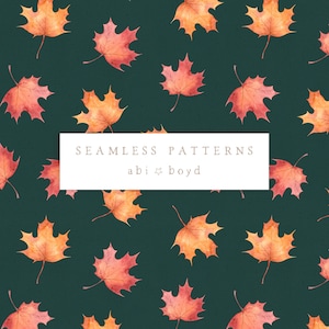 Motif de feuilles d'automne aquarelle, tuile de répétition, motif de surface de feuilles d'érable, motif sans couture automnal