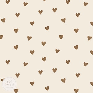 Modello senza cuciture cuore di cioccolato, design in tessuto con cuori marroni di San Valentino, piastrella ripetuta neutra, modello di San Valentino, carta digitale d'amore