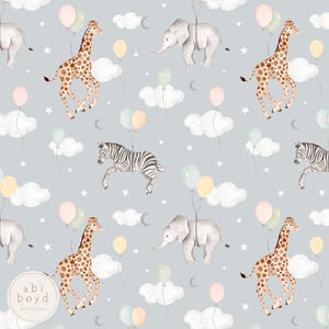 New baby Seamless Pattern, Giraffe, Zebra, Elephant, Repeating Pattern, Birthday Balloons seamless file, Safari Seamless seamless file