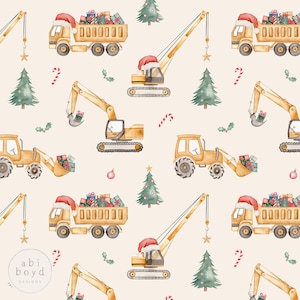 Archivo sin costuras de construcción navideña, patrón repetido de excavadora navideña, archivo sin costuras Me encanta la Navidad para uso personal y comercial