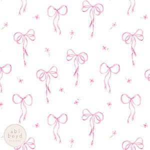Patrón sin costuras de lazo rosa, patrón repetitivo de flores delicadas, archivo sin costuras dibujado a mano en acuarela, uso personal y comercial