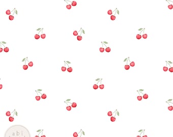 Simple Cherry Seamless Pattern, Dainty Cherries Repeating Pattern, Watercolor Cherries seamless file, Personal and Commercial use