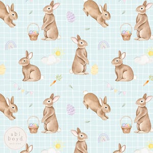 Easter Bunny Seamless Pattern, Cute Rabbit Repeating Pattern, Spring seamless file, Seamless Pattern for Easter, Children's Surface Pattern