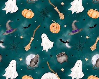 Halloween Seamless Pattern File for Commercial Use, Ghost seamless file, Pumpkin Print, Digital Paper