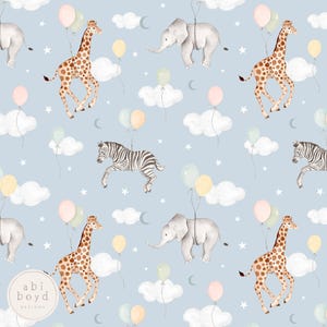 New baby Seamless Pattern, Repeating Pattern, Birthday Balloons seamless file, Giraffe, Zebra, Elephant, Safari Seamless seamless file