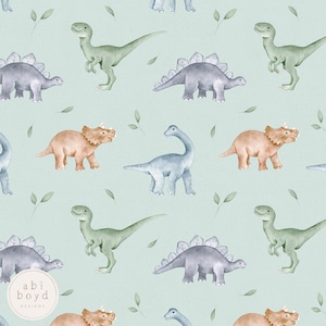 Baby Dinosaur Seamless Pattern, Baby Dino Repeating Pattern, Dino Friends seamless file, T-rex, Triceratops, Stegosaurus, Brachiosaurus