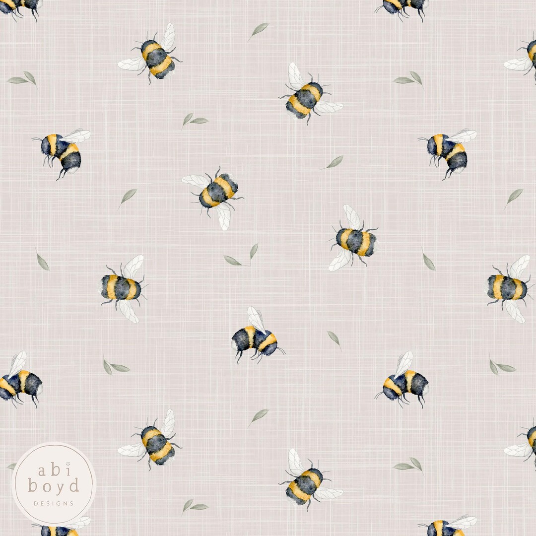 Watercolor Bumble Bee Seamless Pattern, Simple Bee Repeating Pattern ...