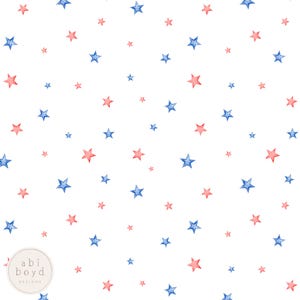 4th of July Stars Seamless Pattern / Fourth July Themed Repeat Tile / Patriotic Red, White and Blue Star Pattern