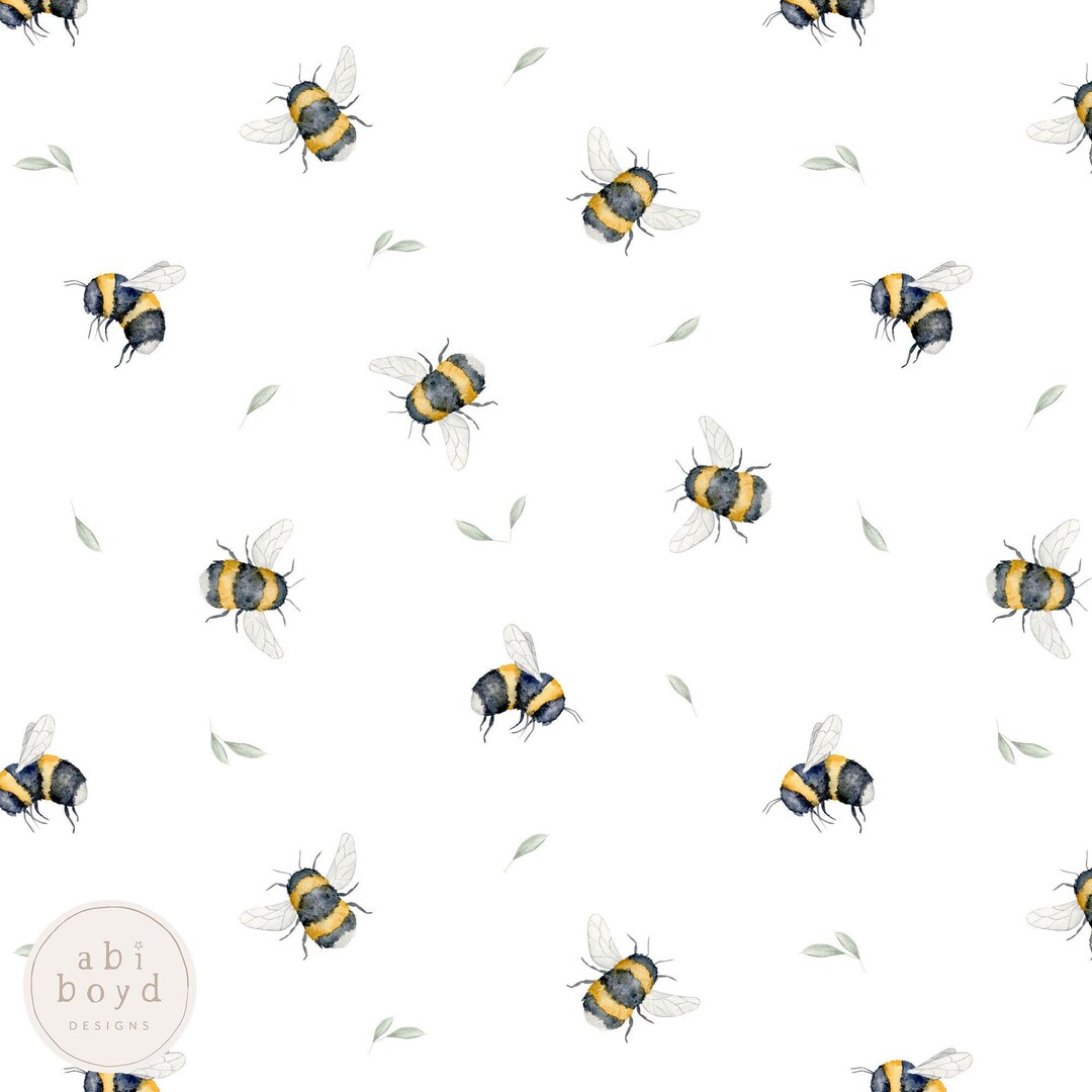 Watercolor Bumble Bee Seamless Pattern, Simple Bee Repeating Pattern ...