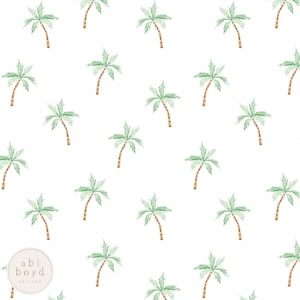 Palm Tree Seamless Pattern / Simple Summer Repeating Pattern / Watercolor Palm Tree Print / Tropical seamless file for Small Businesses