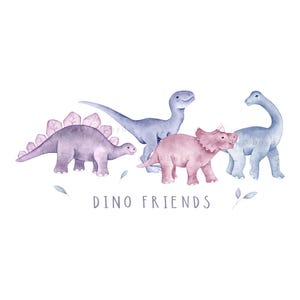 Pink Dinosaur PNG sublimation file, Cute Girly Baby dino Heat Transfer Design, Dino Friends, Girls dinosaur clipart for DTF