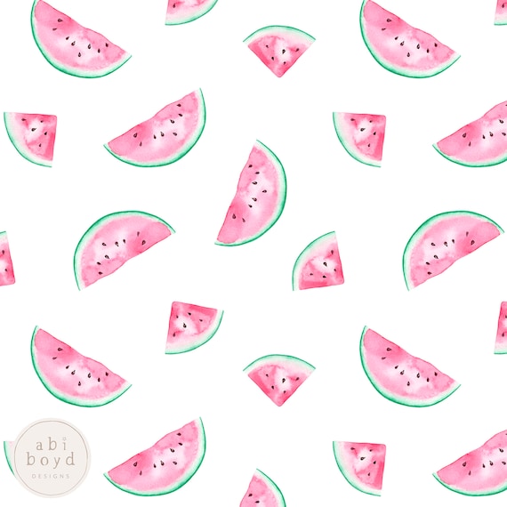 Watercolor Watermelon Seamless Pattern | Hand-Painted Fruit Digital Download | High-Res JPEG for Fabric, Wallpaper, and Scrapbooking
