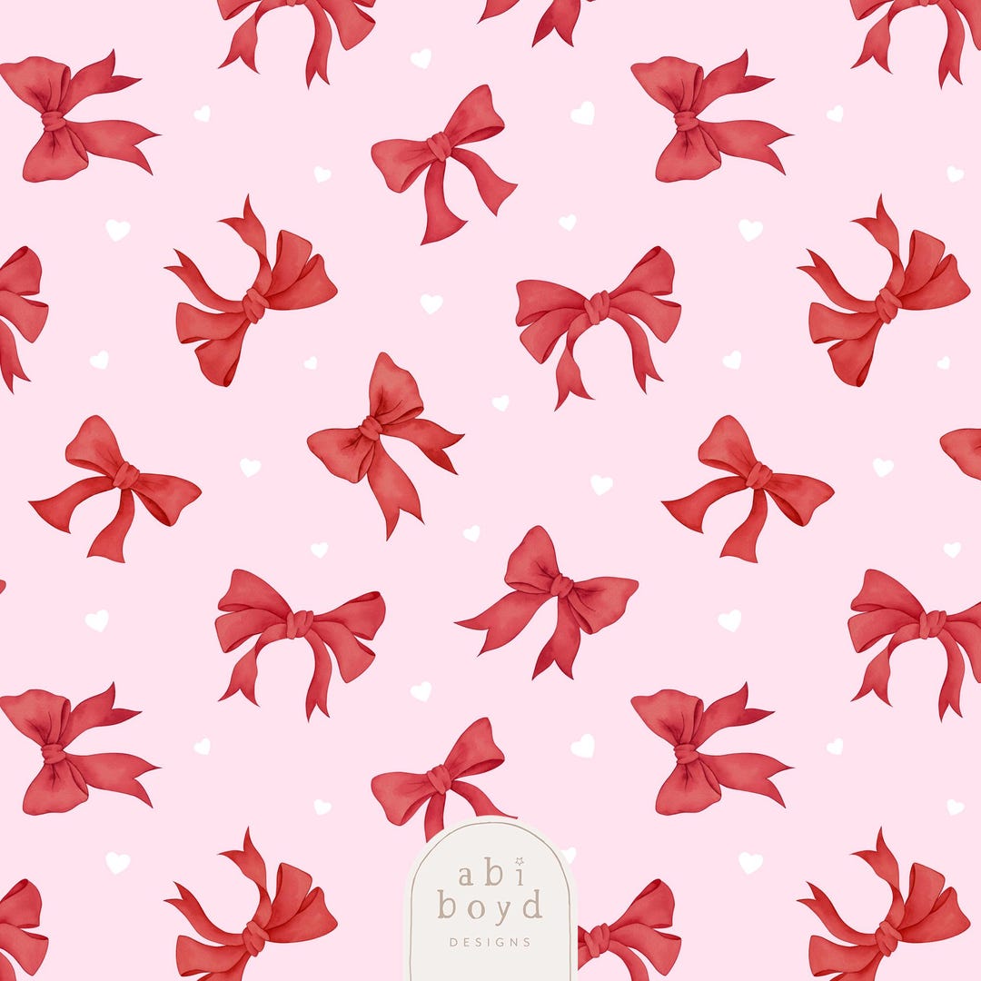 Red and Pink Coquette Bow Seamless Pattern, Valentine's Ribbon ...