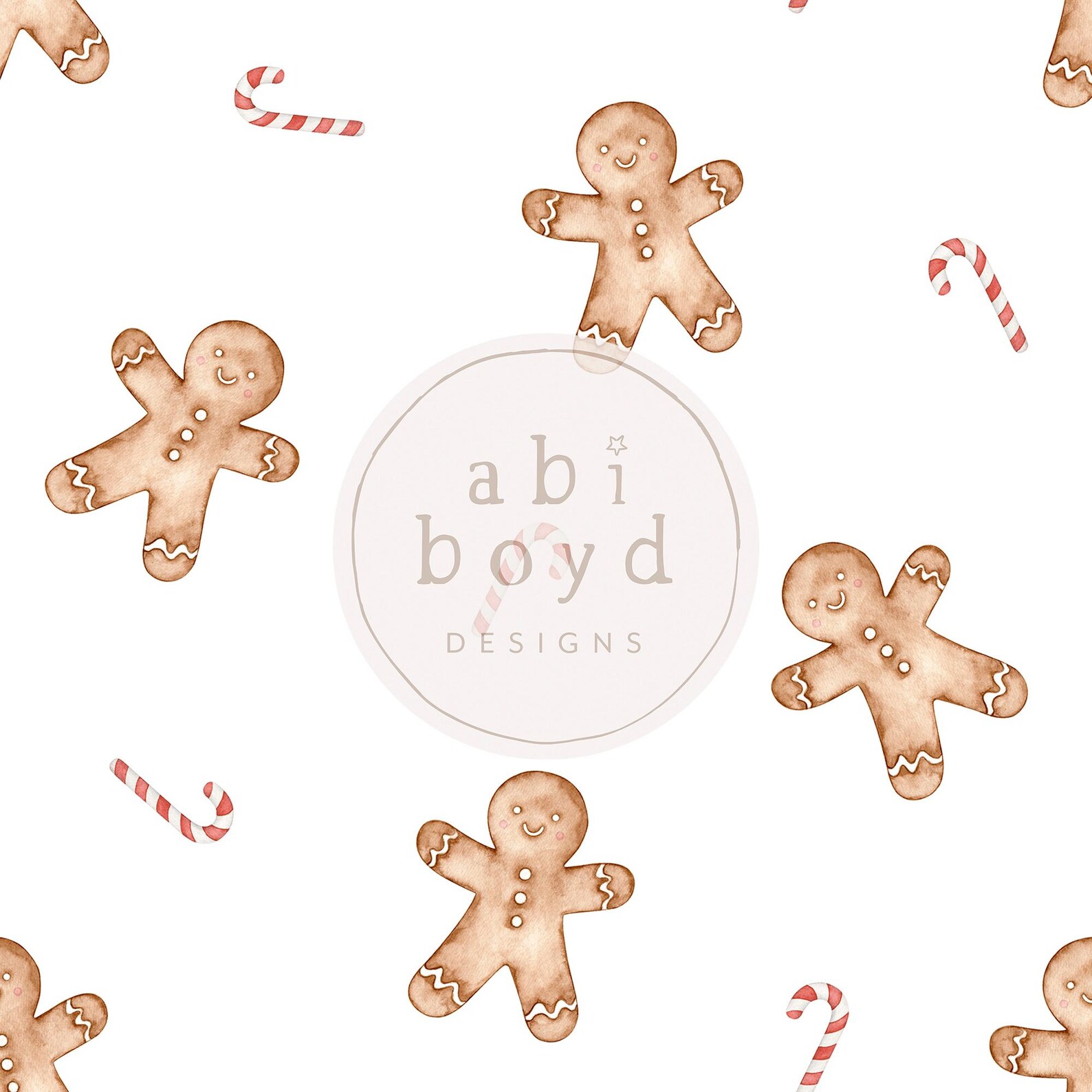 Gingerbread Men Seamless File, Christmas Gingerbread and Candy Cane ...