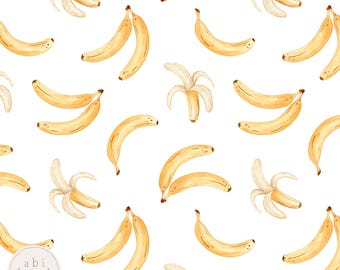Watercolour Banana Seamless File, Bananas Repeating Pattern, Fruit Print for Personal and Commercial Use