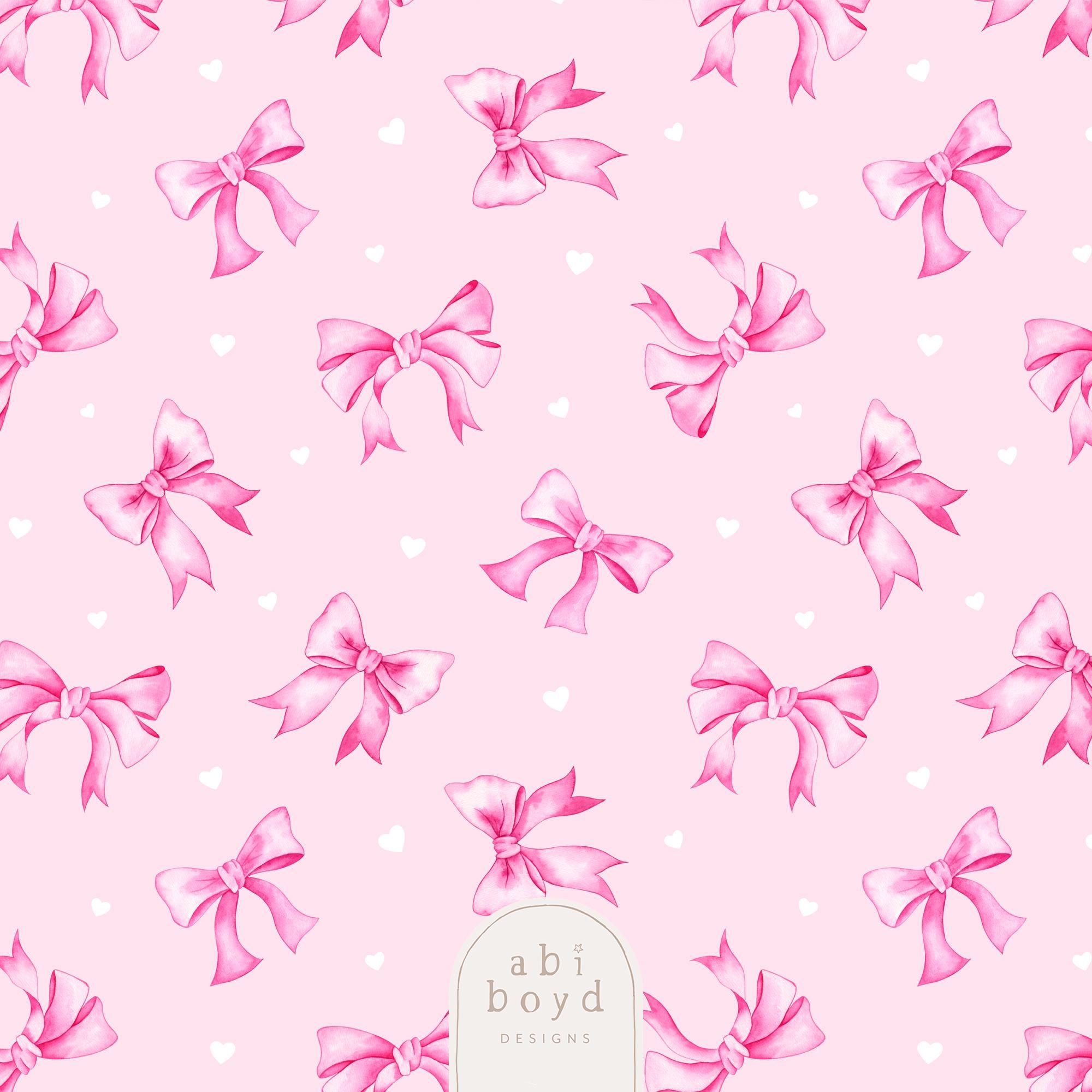 Pink Coquette Bow Seamless Pattern, Bows and Hearts Repeating Pattern ...