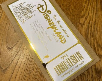 Personalised Disneyland Foil Ticket, Disneyland Ticket, Surprise Travel Ticket, Gold Foil Ticket, Birthday Present, Christmas Present