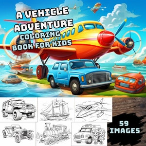Un livre de coloriage d&#39;aventure en véhicule - Libérez la créativité avec un voyage dans le monde des transports