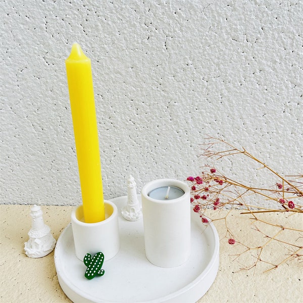 Silicone Mold -2 Sizes Candle Holder Mold - Round Candlestick ,Candle Tea light -  Raysin Home Decorative - Handmade Gift - Cement Concrete