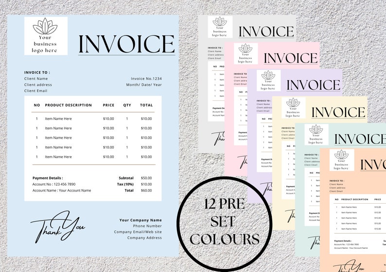 Invoice Order Sign Invoice Editable Template Printable Order Form Invoice 12 - Etsy