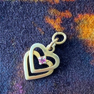 Vintage heart garnet gold pendant charm 9ct gold plate