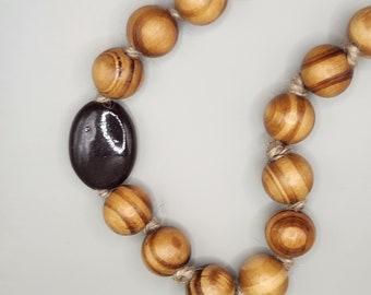 Wooden Bead Necklace and Earring Set