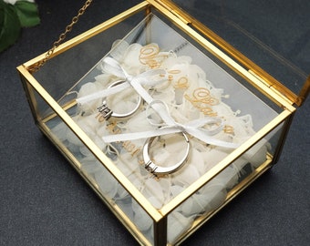 Ehering Box für Zeremonie, Benutzerdefinierte Ehering Box, Personalisieren Geschenk, Jubiläumsgeschenk, Vorschlag Idee, Paar Geschenk, Verlobung Halter